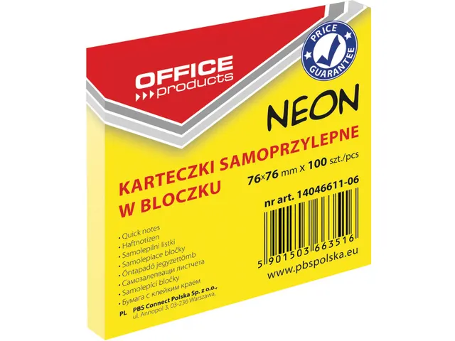 memoblok Neon ft 76x76mm 100 vel geel