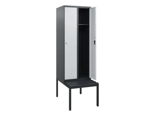 locker met bank,HxBxD 1950x600x815mm,2vak,vak B 300mm,cil.-slot