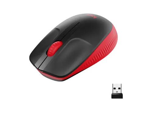 Logitech M190 Draadloze Muis Zwart Rood