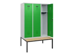 locker met bank,HxBxD 1950x1200x815mm,3vak,vak B 400mm,cilinderslot