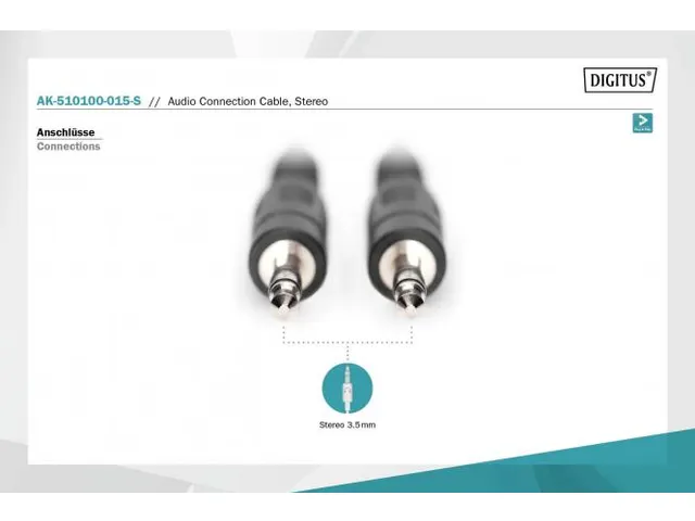 Audioverbindingskabel stereo 3,5 mm 1,50m BC 2x0,10/10 M/M zwart