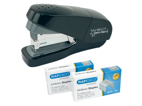 Nietmachine Rapesco Germ-Savvy Less Effort Eco antibacterieel zwart
