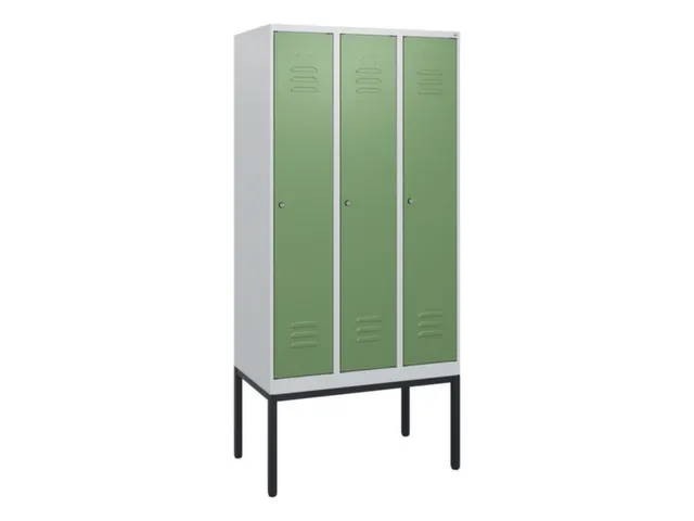 locker,HxBxD 1950x900x500mm,3vak,vak B 300mm,cil.-slot,voetonderstel