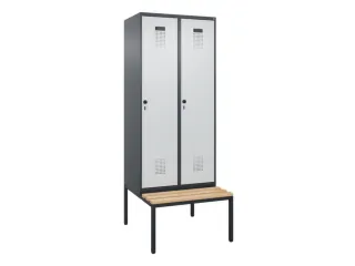 locker met bank,voor scheiding van kleding,HxBxD 2120x800x815mm,2vak - 2