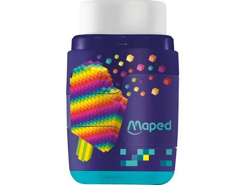 Puntenslijper Maped Pixel Party Connect 2-gaats met gum display à 20s