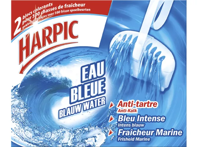 Harpic WC-reiniger blok blauw water marine frisheid 2x 38g