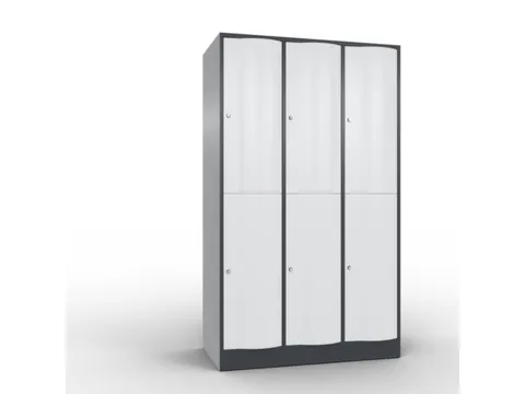 lockerkast 1950x1150x640mm 3x2 vakken romp RAL7021 front RAL7035