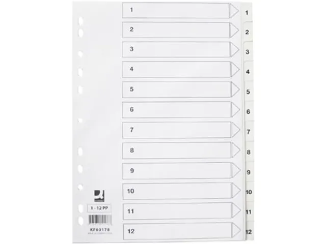 Tabbladen PP Set 1-12 Met Indexblad A4 11-Gaats Wit Personaliseerbaar