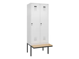 locker met bank,HxBxD 2120x800x815mm,2vak,vak B 400mm,draaigrendel - 3