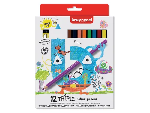 Kleurpotloden Bruynzeel Kids Triple assorti 12 stuks