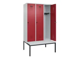 locker met bank,HxBxD 2120x1200x815mm,3vak,vak B 400mm,draaigrendel