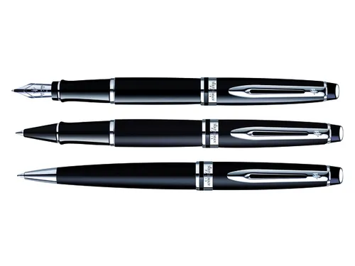 Rollerpen Waterman Expert Black lacquer CT Fijn Zwarte inkt