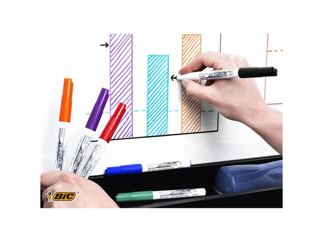 Viltstift Bic 1744 Whiteboard Rond Assorti 1.4mm Blister à 4st