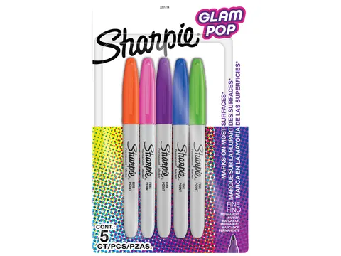 Viltstift Sharpie Glampop fijn assorti blister à 5 stuks