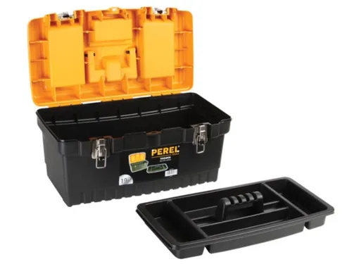 Gereedschapskoffer PP met inlegbak 486x267x242mm 31,4L Zwart/Geel