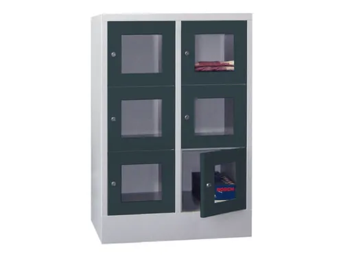 lockerkast,HxBxD 1187x800x500mm,2x3vakken,RAL7035,front RAL7016