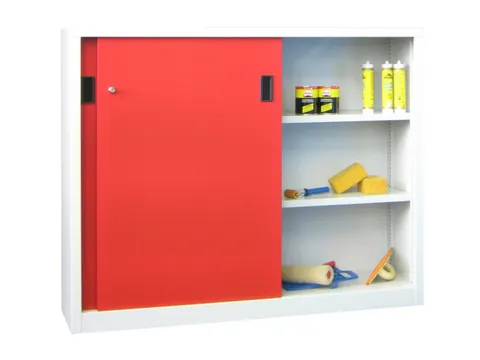 schuifdeurkast,HxBxD 1200x1500x500mm,RAL7035,front RAL3000