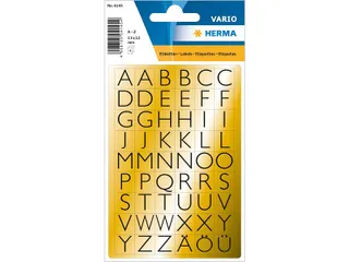 Etiket Herma 4145 13x12mm Letters A-Z Zwart op Goud 216 stuks - 1