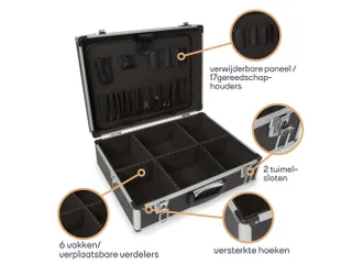 Aluminium Gereedschapskoffer 455x330x152mm 22,8L Grijs/Zwart - 6