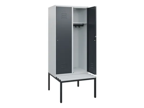 locker met bank,HxBxD 1950x800x815mm,2vak,vak B 400mm,cil.-slot