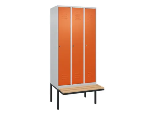 locker met bank,HxBxD 2120x900x815mm,3vak,vak B 300mm,cil.-slot