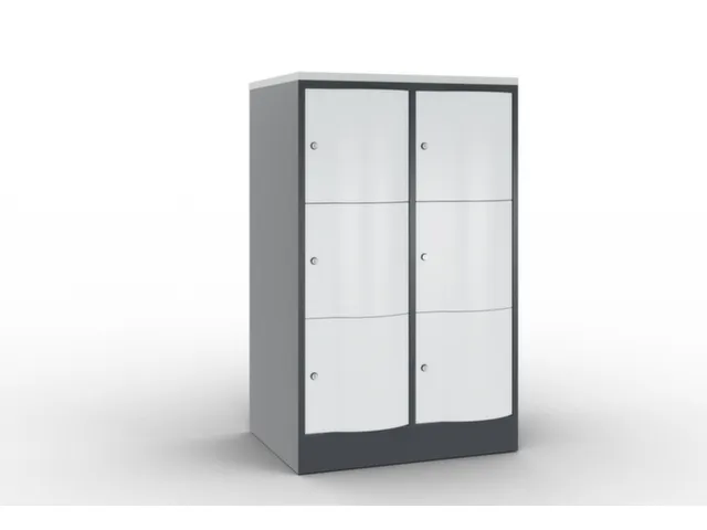 lockerkast cil.slot 1255x770x640mm 2x3 vakken RAL7021 front RAL7035