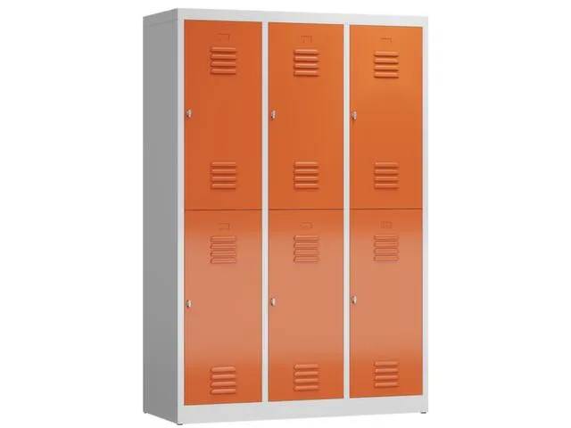 Dubbeldekse garderobekast 1800x1185x500mm 3x2vak 400mm RAL7035 RAL3000