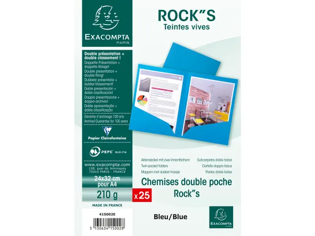Pk25 map dubbele kle p ROCK"S A4/A3 blauw