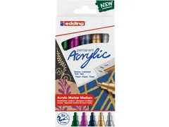 Acrylmarker edding e-5100 medium set van 5 kleuren metallic