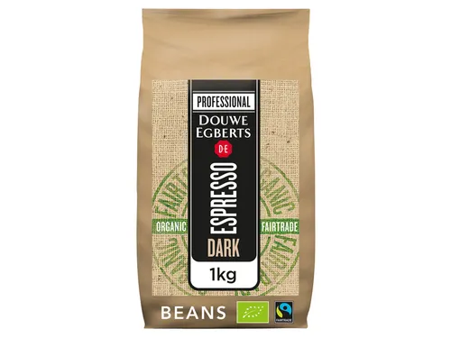 Koffie Douwe Egberts espresso bonen dark roast Organic & Fairtrade 1kg