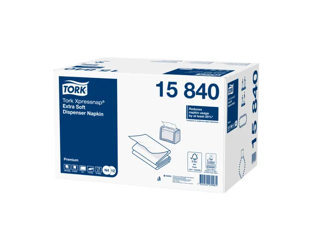 Serviette de table Tork 15840 Universal 2 ép Pli-1/4 22x33cm Blanc