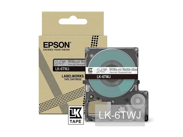 C53S672070 Epson 24mm transparant wit LK-6TWJ lettertape mat 8m