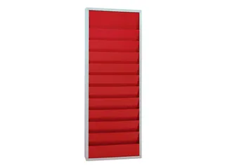 orderplanner,20vakken,HxBxD 1278x554x74mm,plank(en) plaatstaal,rood - 1