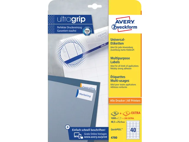 Etiket Avery Zweckform 4780 48.5x25.4mm wit 1000stuks