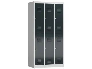 Dubbeldekse garderobekast 1800x870x500mm 3x2vak klink RAL7035 RAL7016 - 1