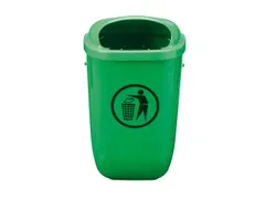 afvalbak,v. buiten,50l,HxBxD 745x404x248mm,romp PE groen,wand/paal