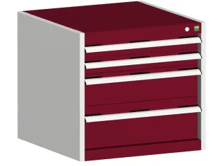 ladekast HxBxD 600x650x525mm 4laden romp RAL7035 front RAL3004 - 1