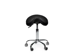 Zadelkruk Office Premium laag zonder voetring harde wielen zw
