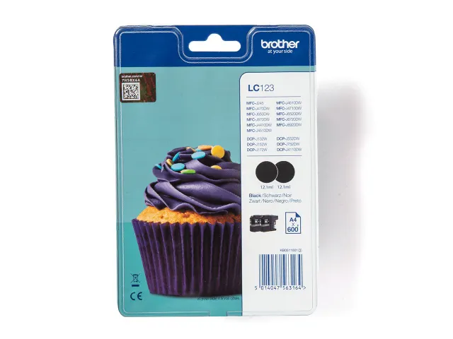 Inktcartridge Brother LC-123BKBP2 zwart 2x