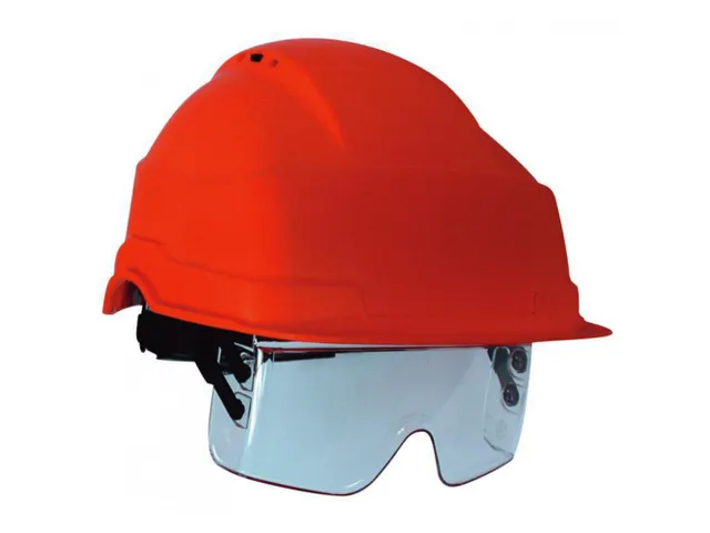 Auboueix Iris 2 veiligheidshelm met geïntegreerde bril, rood, geventi