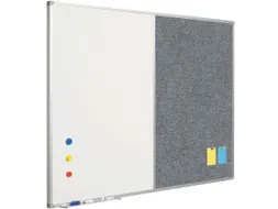 Combibord Wit Donkergrijs 90x120cm Whiteboard / Prikbord
