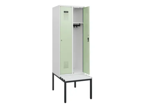 locker met bank,HxBxD 1950x600x815mm,2vak,vak B 300mm,cilinderslot