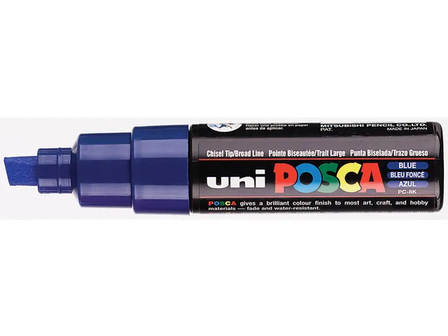 Verfstift Posca PC8K Brede punt 8mm schuin donkerblauw