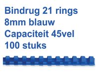 Bindrug Fellowes 8mm 21-rings A4 blauw 100stuks