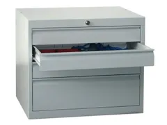 ladekast,HxBxD 600x715x600mm,4lade(n),cil.-slot,RAL7035,front RAL3000