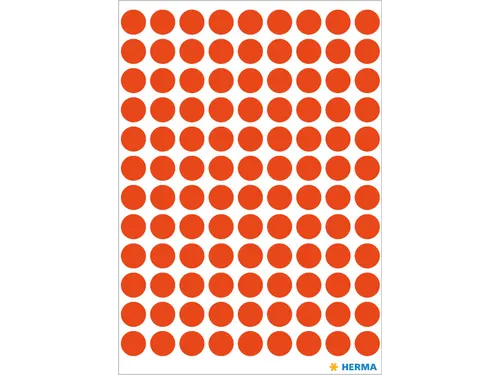 HERMA 1846 Multipurpose etiketten Rond 8mm Fluor Rood 540 stuks