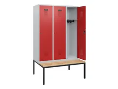 locker met bank,HxBxD 1950x1200x815mm,3vak,vak B 400mm,cilinderslot