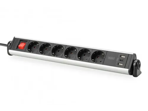 6-voudige kantoorstekkerdoos met 3x USB-poorten