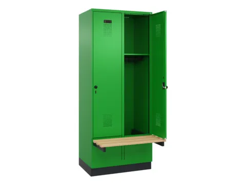 locker met bank,HxBxD 1950x800x815mm,2vak,vak B 400mm,draaigrendel