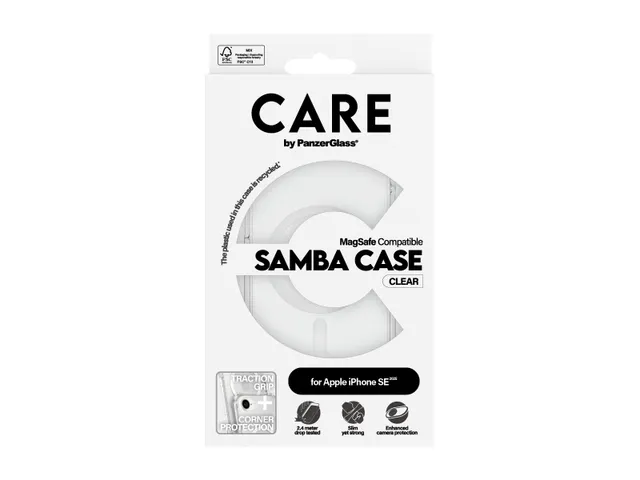 PanzerGlass CARE by Samba Case Transparent w. White Qi Compatibl